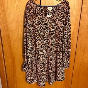 2XL Black and Copper Animal Print Dress